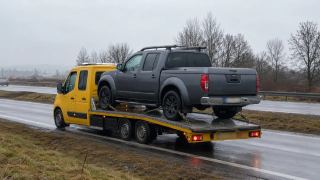 Pickup na lawecie – wyciąganie auta z rowu w Krośnie